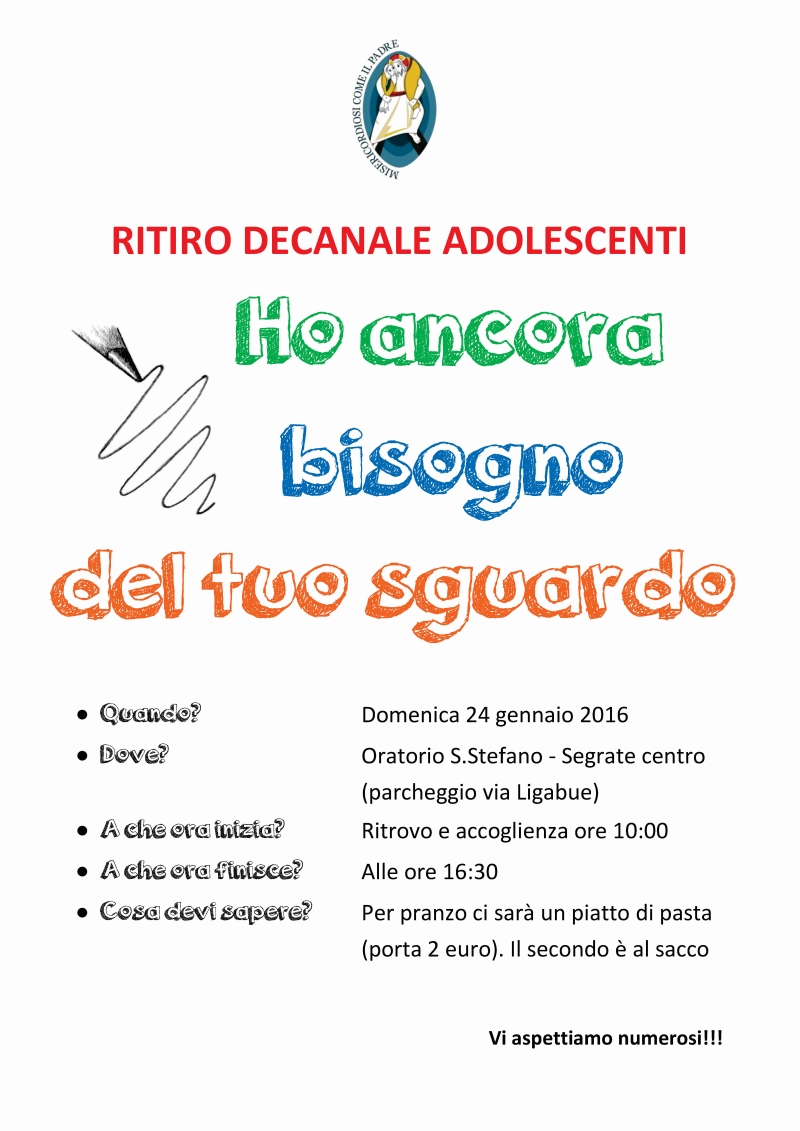 24 gennaio 2016 ritiro decanale adolescenti